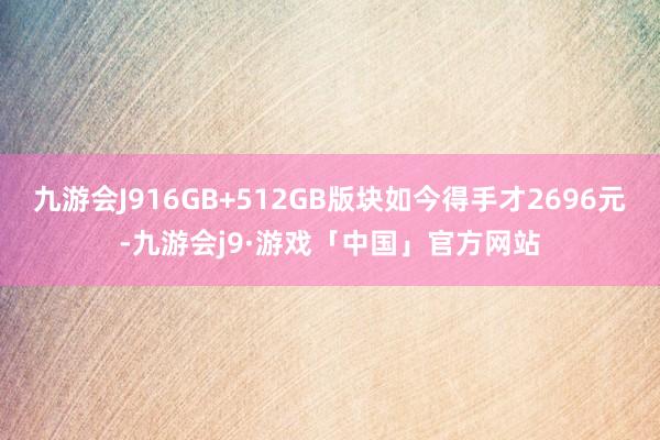 九游会J916GB+512GB版块如今得手才2696元-九游会j9·游戏「中国」官方网站